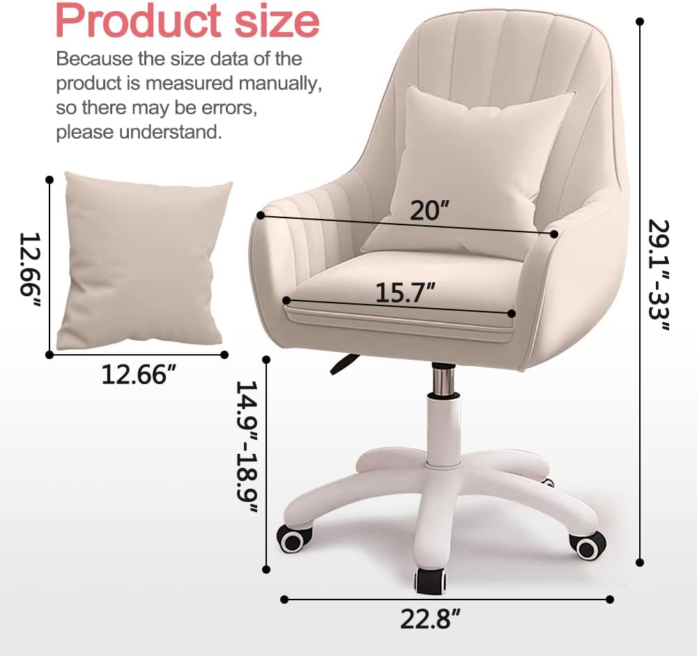 Home Office Chair Computer Chair with Mid-Back Upholstered Modern Tufted Computer Task Chair Swivel Height Adjustable Velvet Accent Chair.