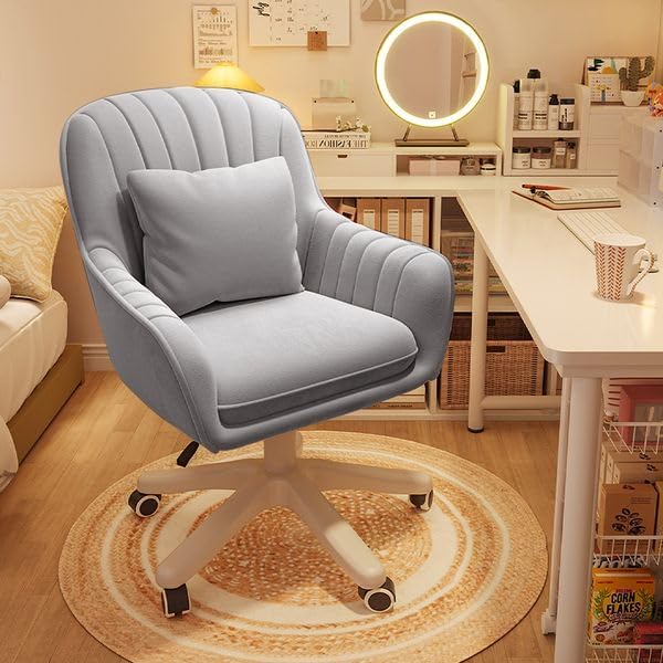 Home Office Chair Computer Chair with Mid-Back Upholstered Modern Tufted Computer Task Chair Swivel Height Adjustable Velvet Accent Chair.