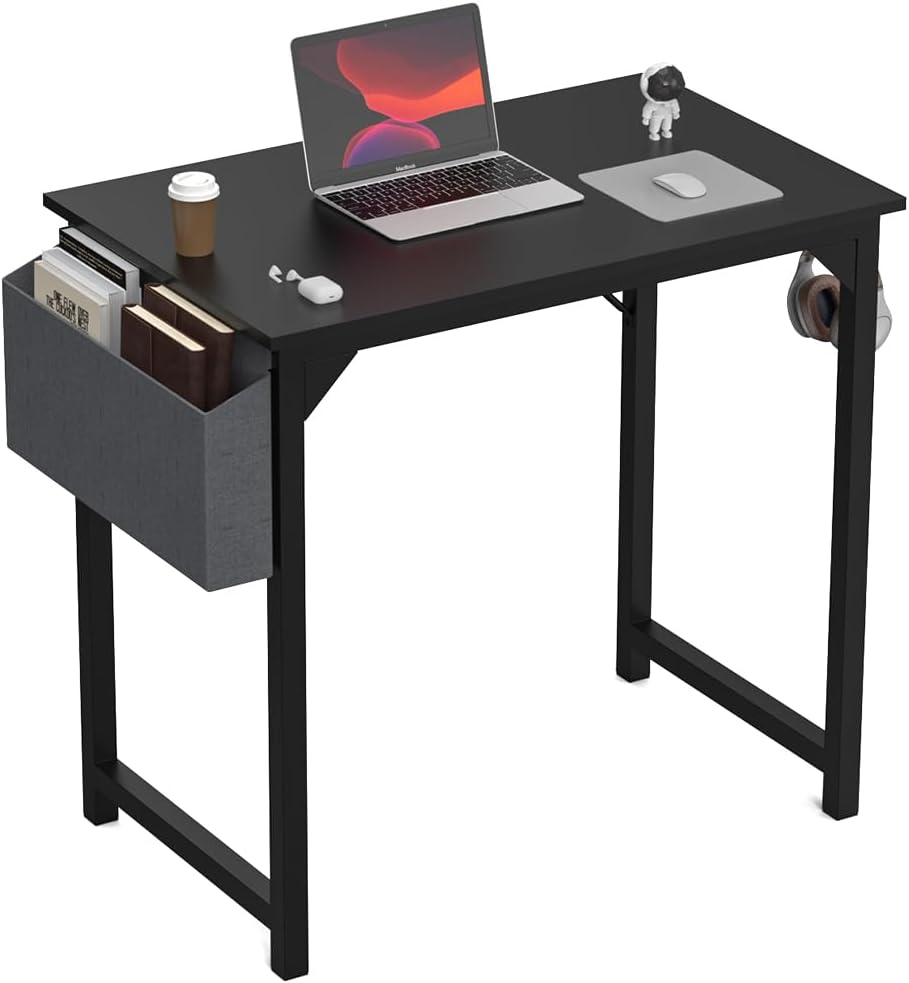 DUMOS 32 Inch Office Small Computer Desk Modern Simple Style Writing Study Work Table for Home Bedroom - Wood Brown