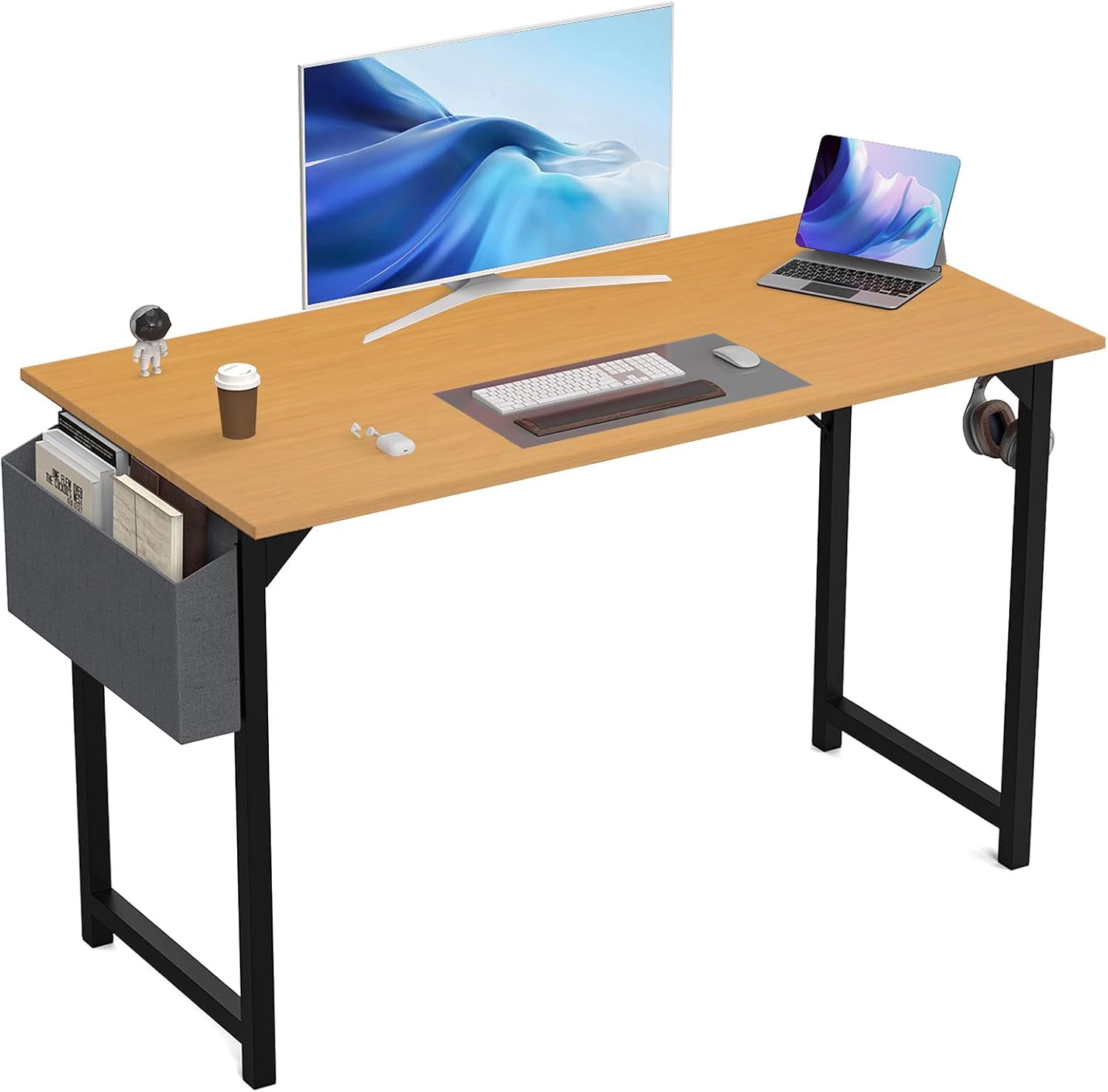 DUMOS 32 Inch Office Small Computer Desk Modern Simple Style Writing Study Work Table for Home Bedroom - Wood Brown