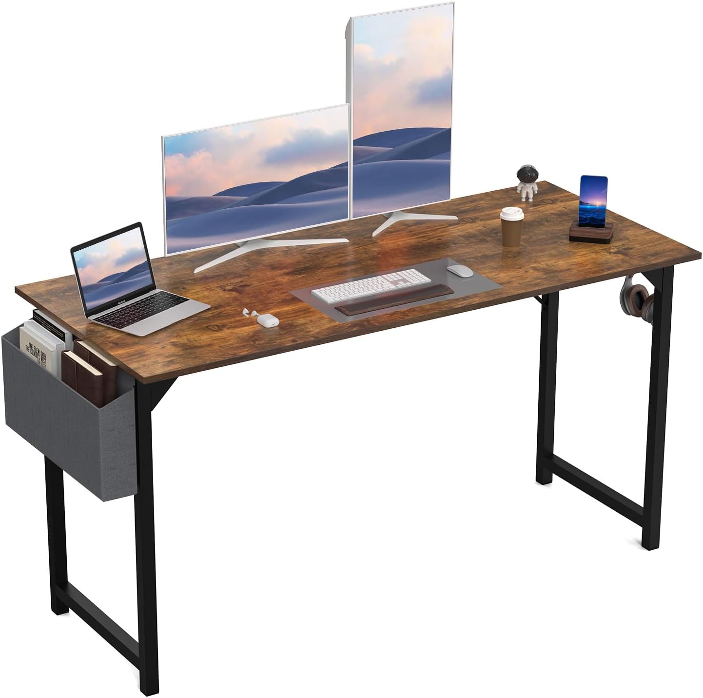 DUMOS 32 Inch Office Small Computer Desk Modern Simple Style Writing Study Work Table for Home Bedroom - Wood Brown