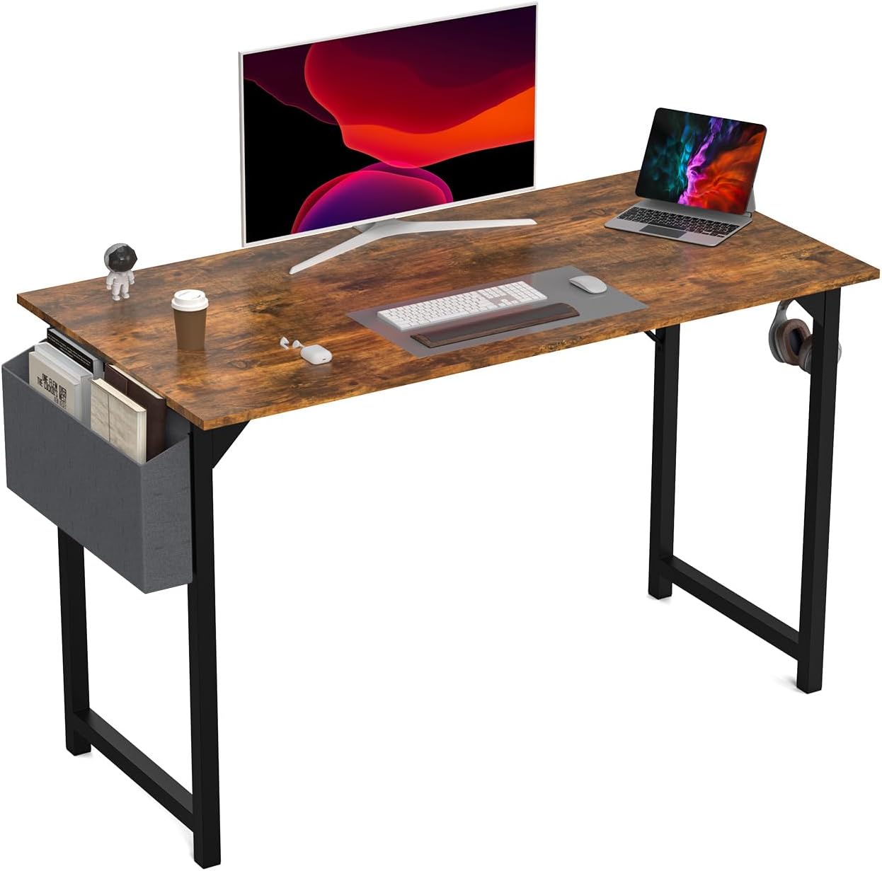 DUMOS 32 Inch Office Small Computer Desk Modern Simple Style Writing Study Work Table for Home Bedroom - Wood Brown