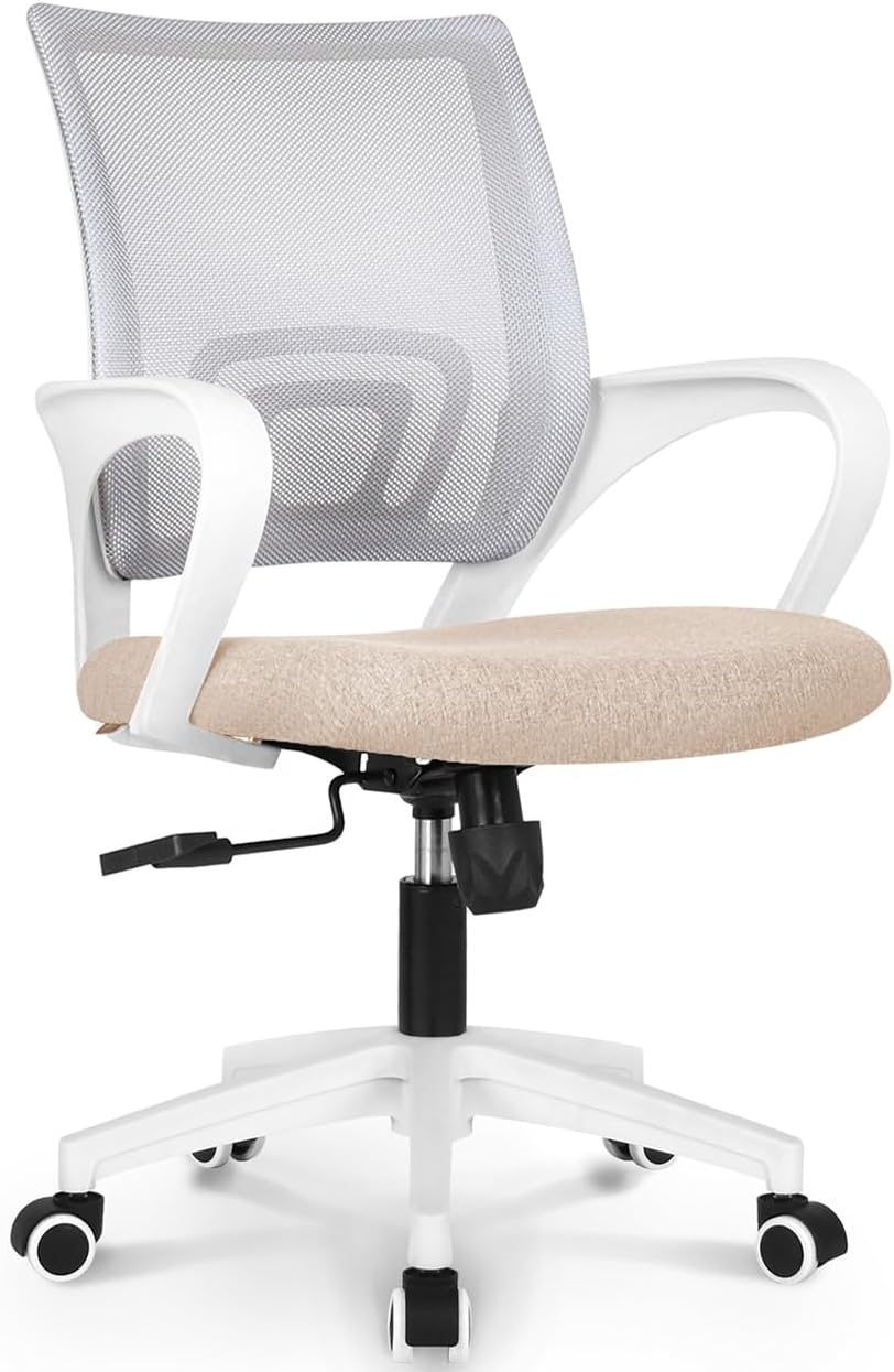 NEO CHAIR Office Desk Computer Chair Ergonomic Mesh Gaming Mid Back Seat with Comfy Lumbar Support Adjustable Height Swivel for Home Task (Black)