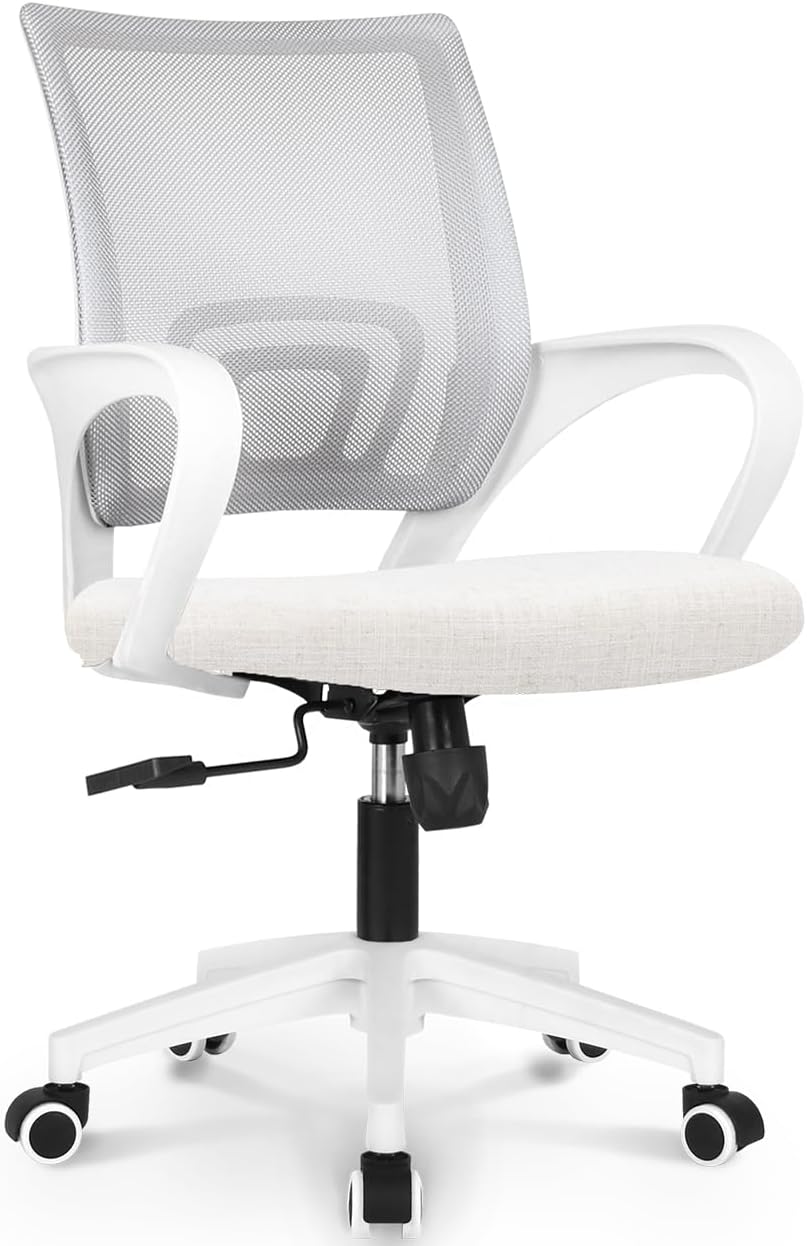 NEO CHAIR Office Desk Computer Chair Ergonomic Mesh Gaming Mid Back Seat with Comfy Lumbar Support Adjustable Height Swivel for Home Task (Black)