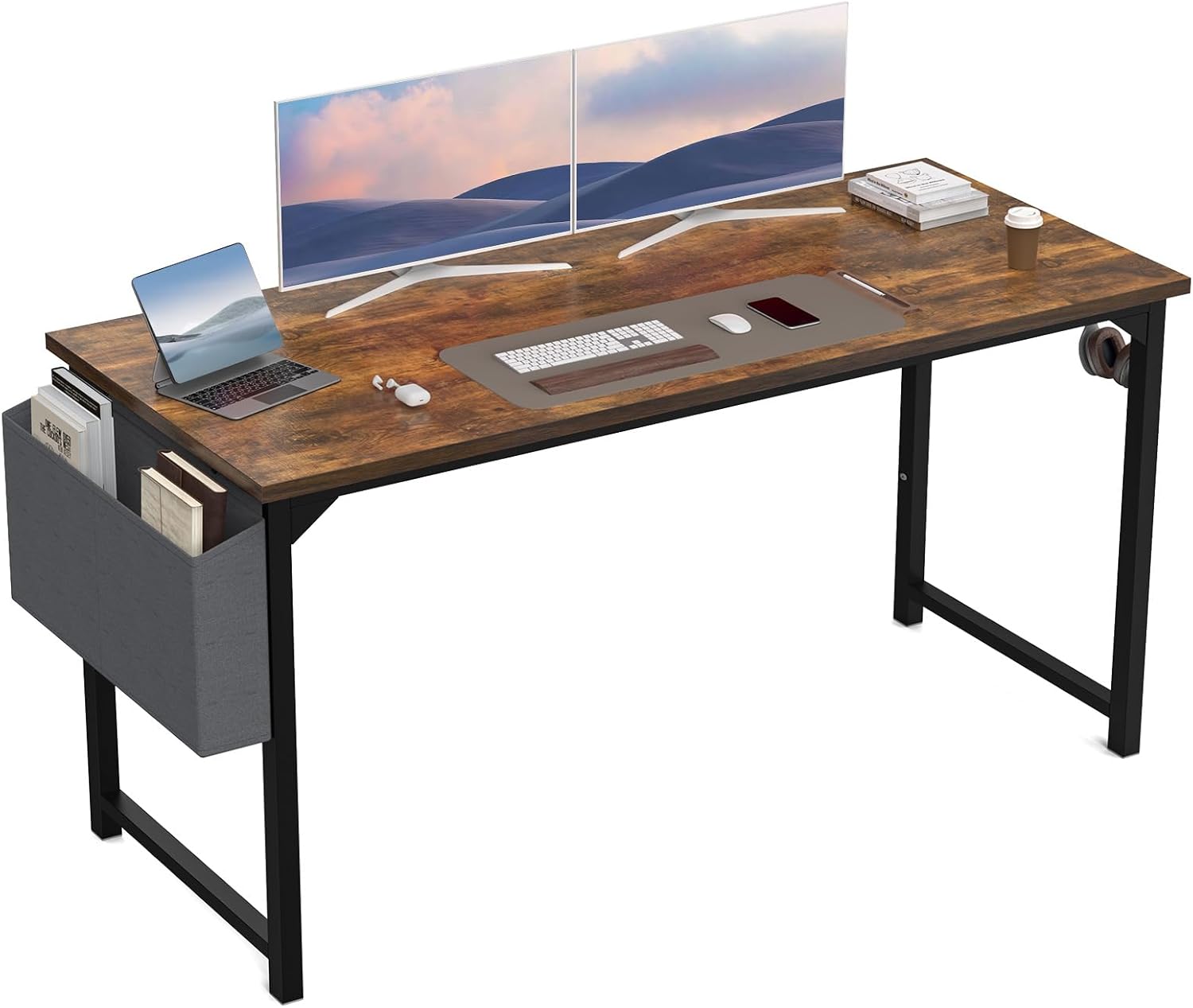 DUMOS 32 Inch Office Small Computer Desk Modern Simple Style Writing Study Work Table for Home Bedroom - Wood Brown