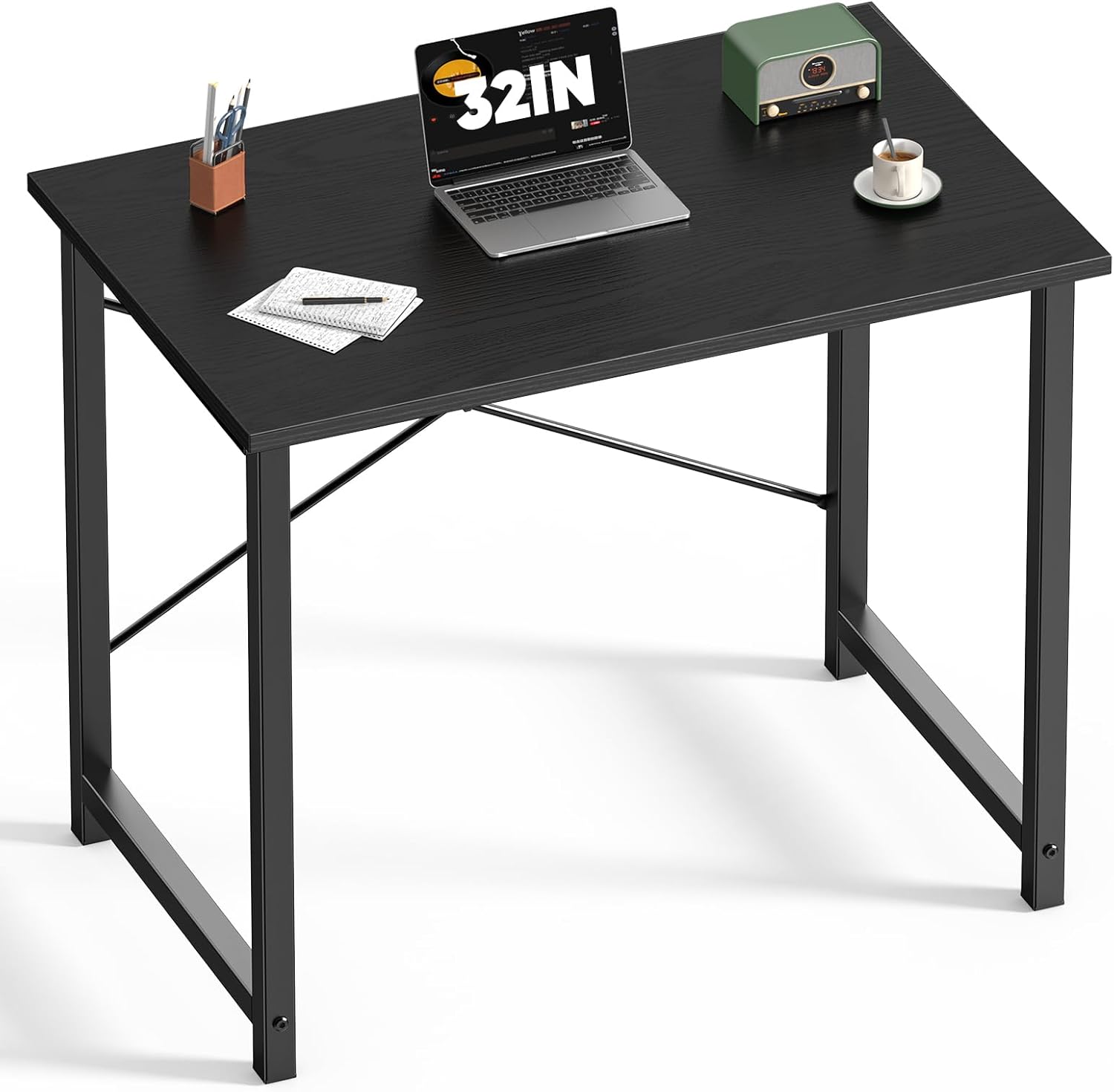 DUMOS 32 Inch Office Small Computer Desk Modern Simple Style Writing Study Work Table for Home Bedroom - Wood Brown