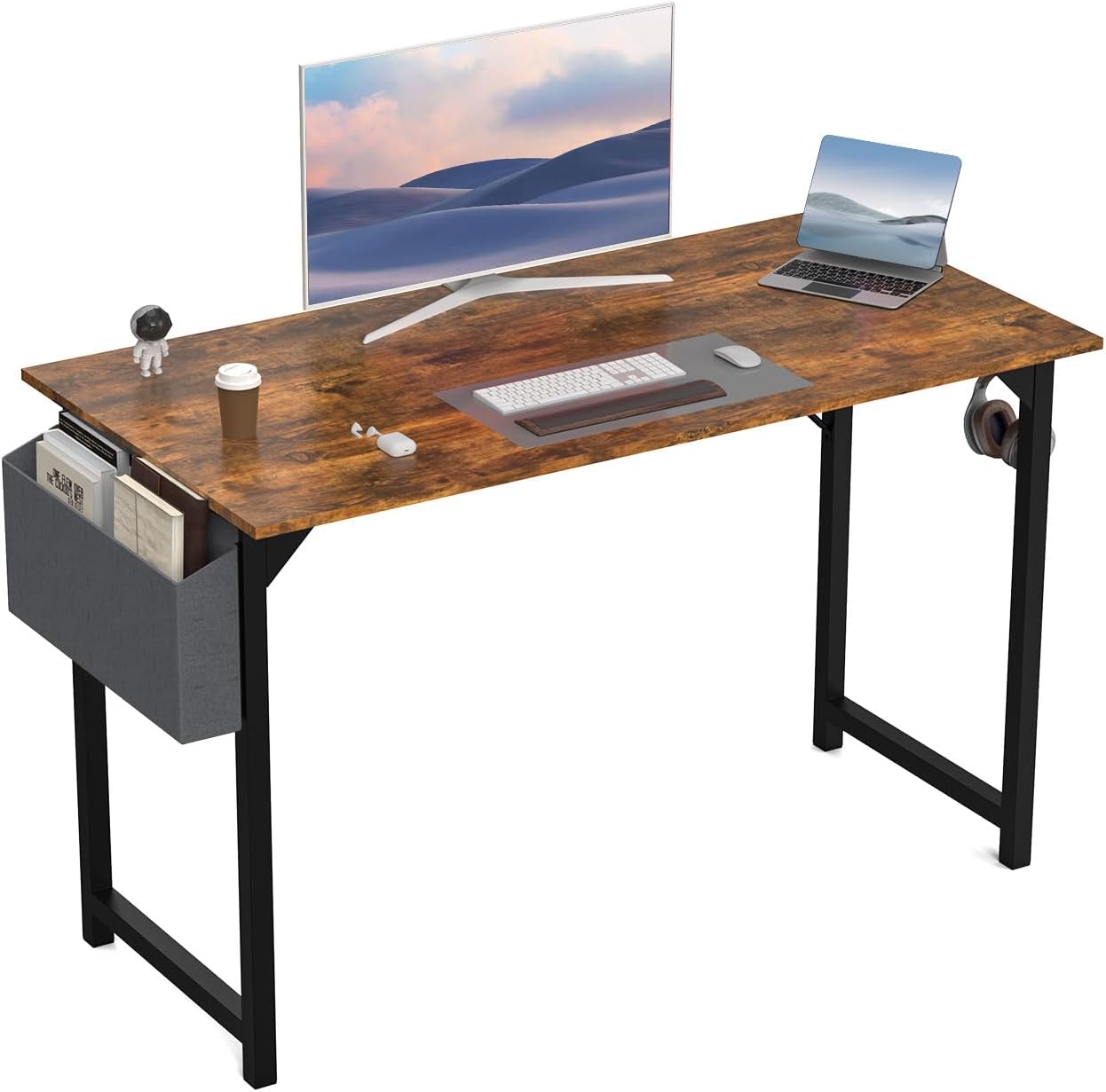 DUMOS 32 Inch Office Small Computer Desk Modern Simple Style Writing Study Work Table for Home Bedroom - Wood Brown