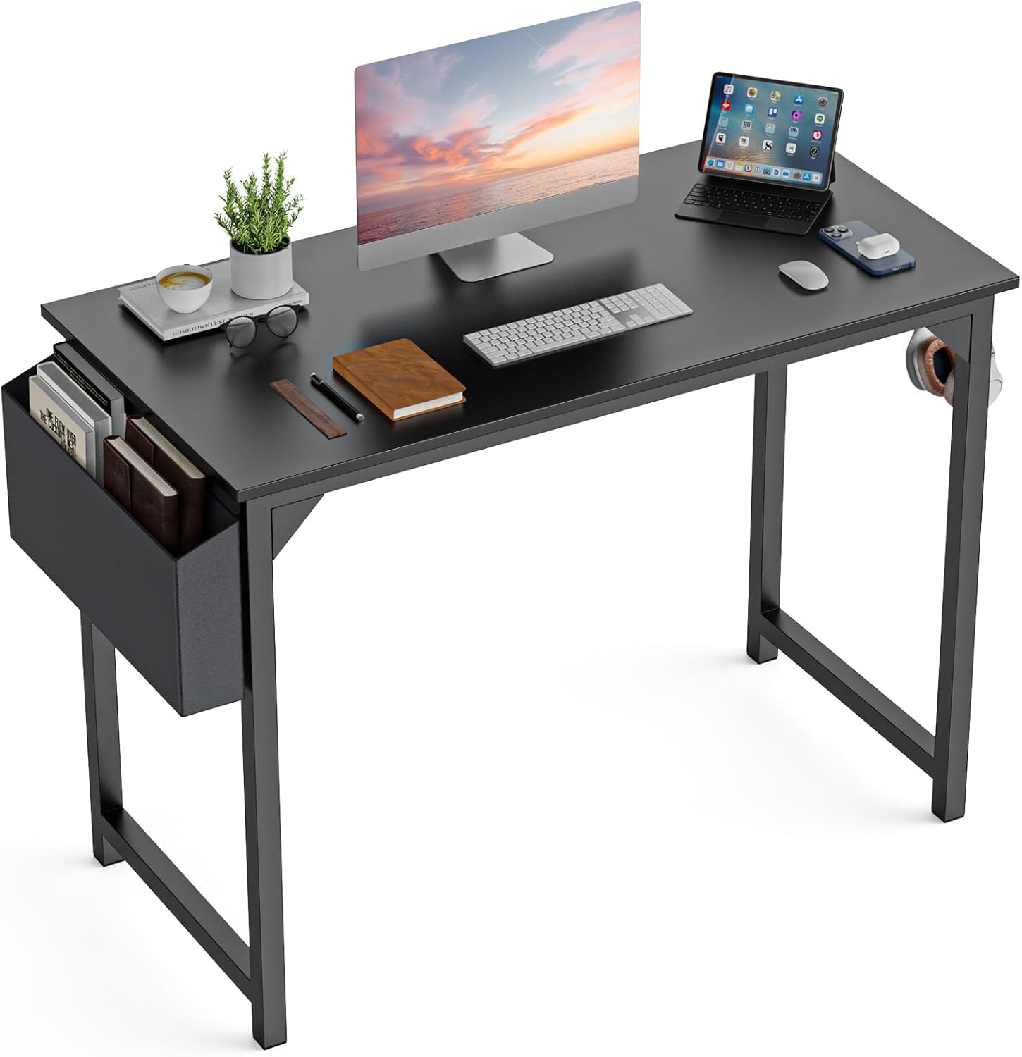 DUMOS 32 Inch Office Small Computer Desk Modern Simple Style Writing Study Work Table for Home Bedroom - Wood Brown