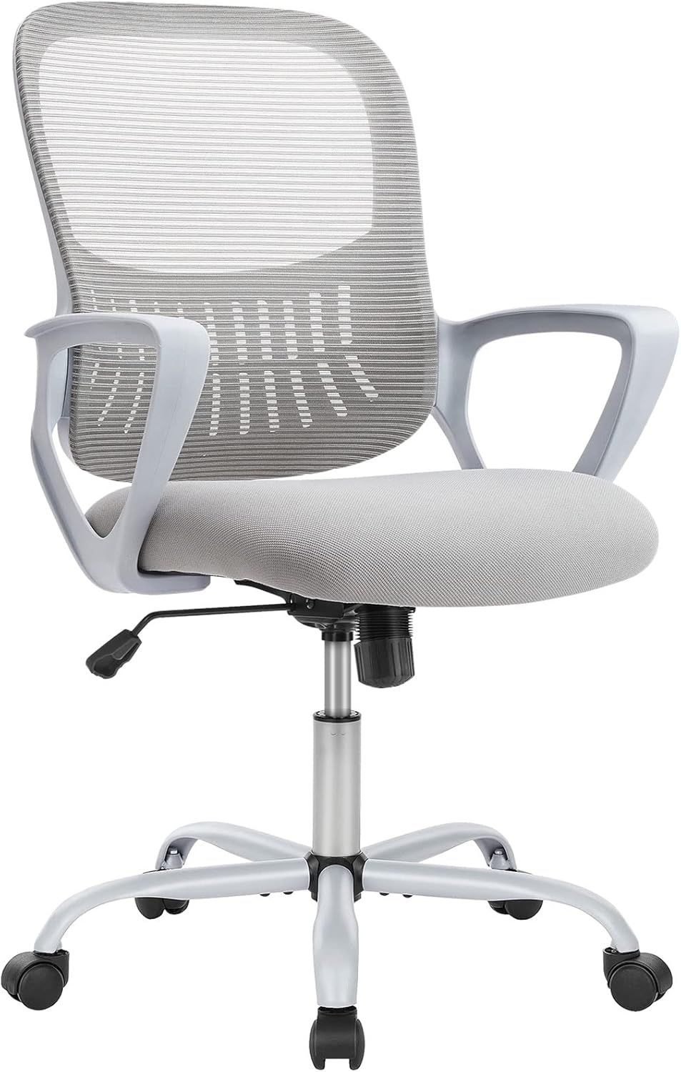 Home Office Computer Desk Chair, Ergonomic Mid-Back Mesh Rolling Work Swivel Task Chairs with Wheels, Comfortable Lumbar Support, Comfy Arms for Bedroom, Study, Dorm, Student