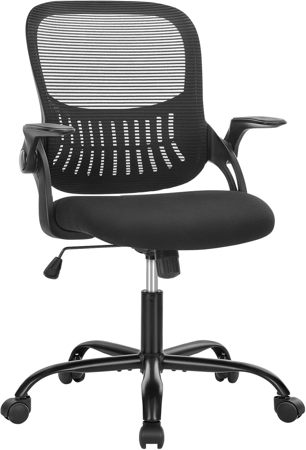 Home Office Computer Desk Chair, Ergonomic Mid-Back Mesh Rolling Work Swivel Task Chairs with Wheels, Comfortable Lumbar Support, Comfy Arms for Bedroom, Study, Dorm, Student