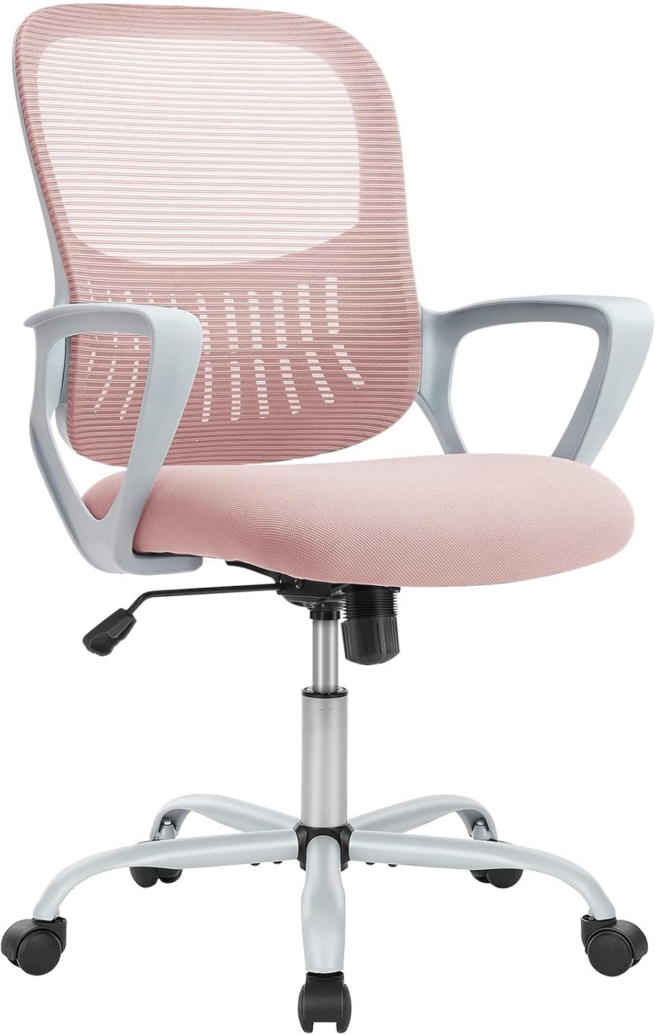 Home Office Computer Desk Chair, Ergonomic Mid-Back Mesh Rolling Work Swivel Task Chairs with Wheels, Comfortable Lumbar Support, Comfy Arms for Bedroom, Study, Dorm, Student
