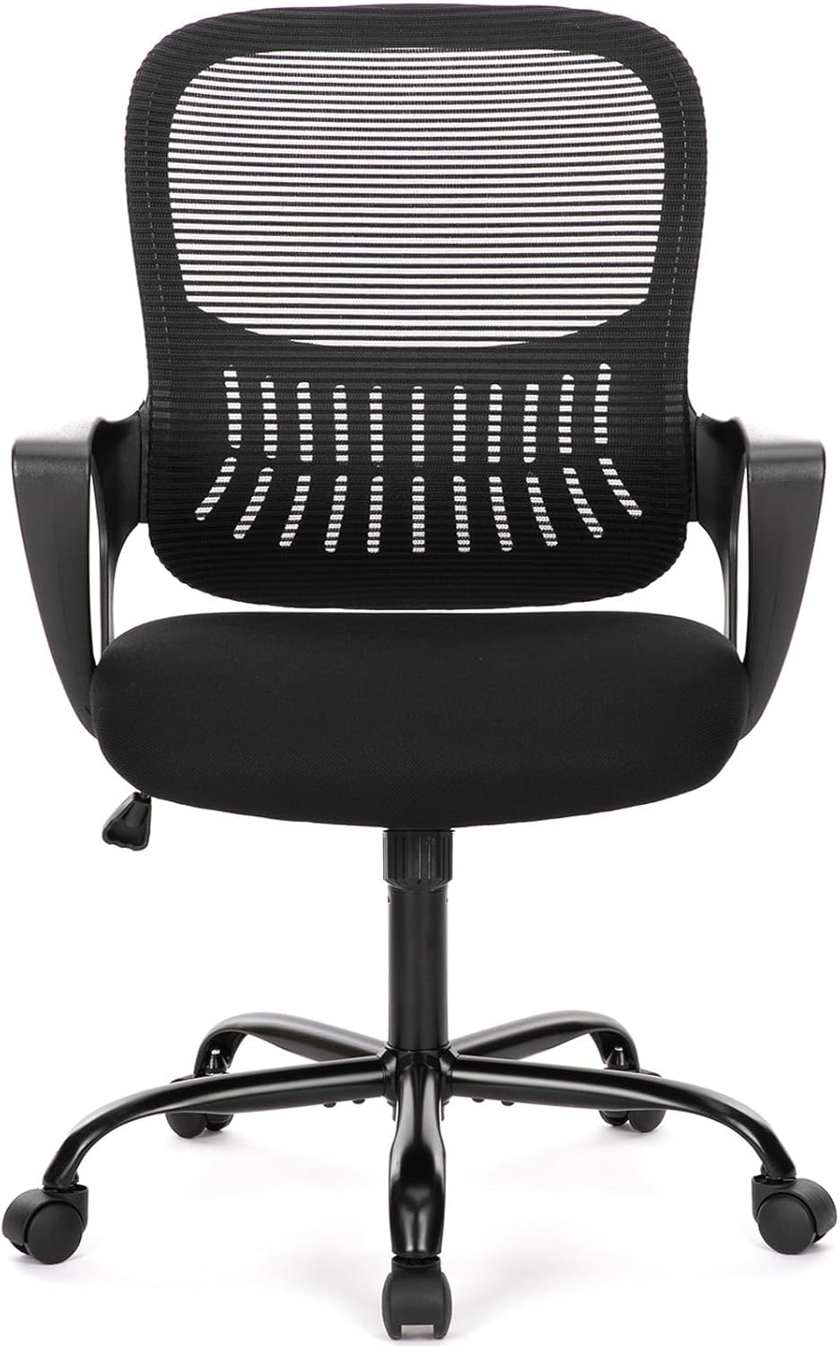 Home Office Computer Desk Chair, Ergonomic Mid-Back Mesh Rolling Work Swivel Task Chairs with Wheels, Comfortable Lumbar Support, Comfy Arms for Bedroom, Study, Dorm, Student