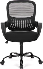 Home Office Computer Desk Chair, Ergonomic Mid-Back Mesh Rolling Work Swivel Task Chairs with Wheels, Comfortable Lumbar Support, Comfy Arms for Bedroom, Study, Dorm, Student