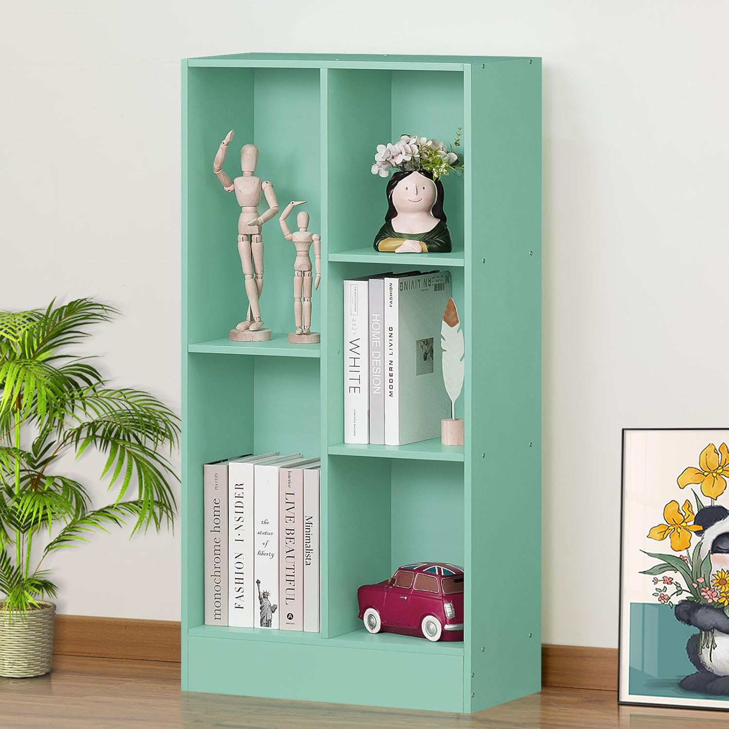 LEYAOYAO Cube Bookshelf 3 Tier Mid-Century Rustic Brown Modern Bookcase with Legs,Retro Wood Bookshelves Storage Organizer Shelf,Freestanding Open Book Shelves for Bedroom,Living Room,Office