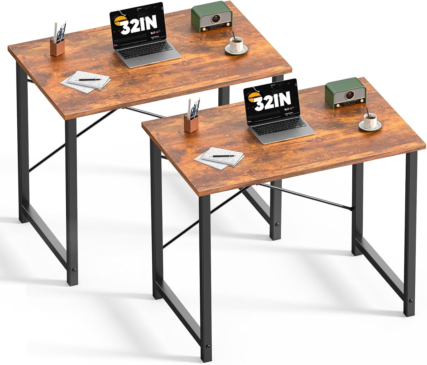 DUMOS 32 Inch Office Small Computer Desk Modern Simple Style Writing Study Work Table for Home Bedroom - Wood Brown