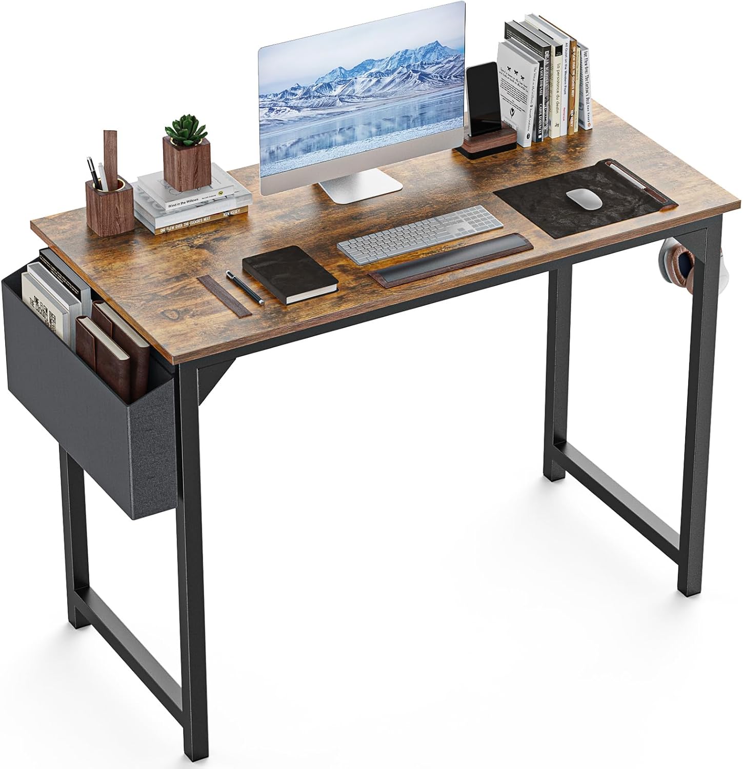 DUMOS 32 Inch Office Small Computer Desk Modern Simple Style Writing Study Work Table for Home Bedroom - Wood Brown