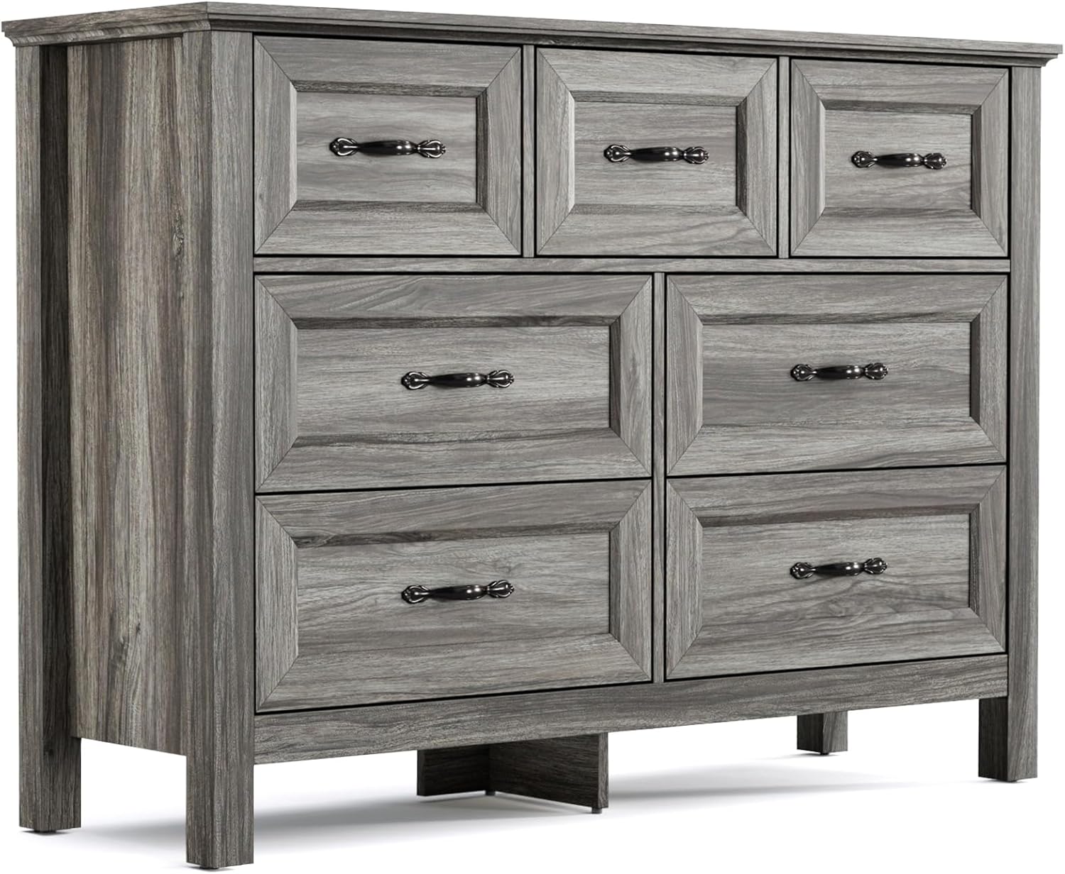 LINSY HOME 5 Drawers Dresser for Bedroom, Wood Tall Bedroom Chest of Drawers with Metal Handle, Farmhouse Dressers Organizer for Living Room, Closet, Hallway, White Oak