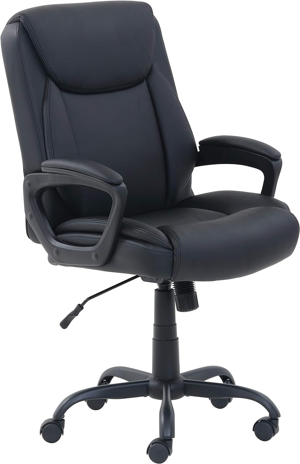 Amazon Basics Classic Puresoft PU Padded Mid-Back Height Adjustable Office Computer Desk Chair with Armrest, 26"D x 23.75"W x 42"H, Cream
