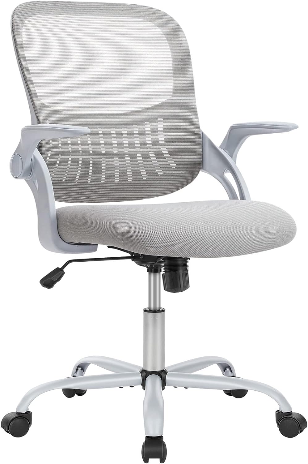 Home Office Computer Desk Chair, Ergonomic Mid-Back Mesh Rolling Work Swivel Task Chairs with Wheels, Comfortable Lumbar Support, Comfy Arms for Bedroom, Study, Dorm, Student