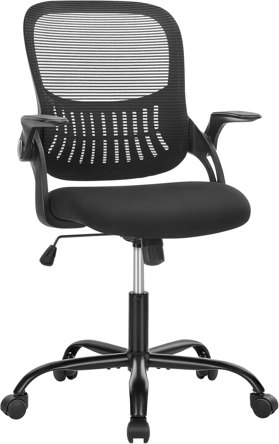 Home Office Computer Desk Chair, Ergonomic Mid-Back Mesh Rolling Work Swivel Task Chairs with Wheels, Comfortable Lumbar Support, Comfy Arms for Bedroom, Study, Dorm, Student