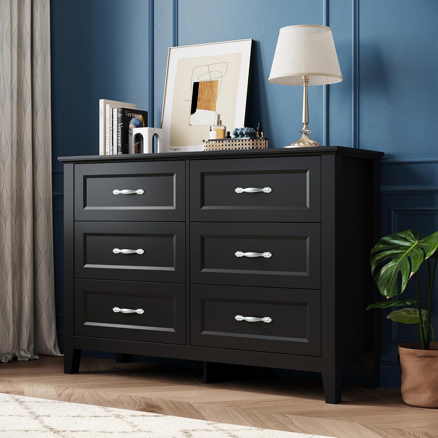 LINSY HOME 5 Drawers Dresser for Bedroom, Wood Tall Bedroom Chest of Drawers with Metal Handle, Farmhouse Dressers Organizer for Living Room, Closet, Hallway, White Oak