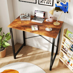 DUMOS 32 Inch Office Small Computer Desk Modern Simple Style Writing Study Work Table for Home Bedroom - Wood Brown