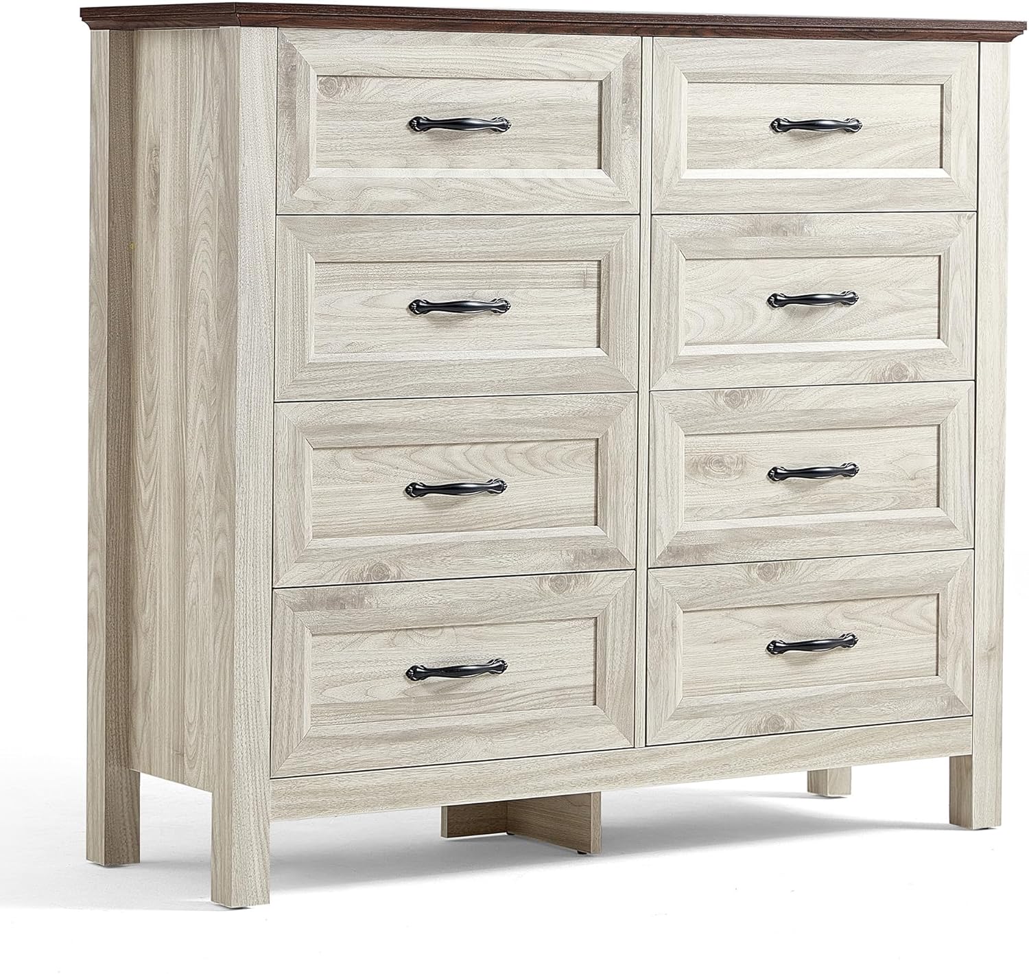 LINSY HOME 5 Drawers Dresser for Bedroom, Wood Tall Bedroom Chest of Drawers with Metal Handle, Farmhouse Dressers Organizer for Living Room, Closet, Hallway, White Oak