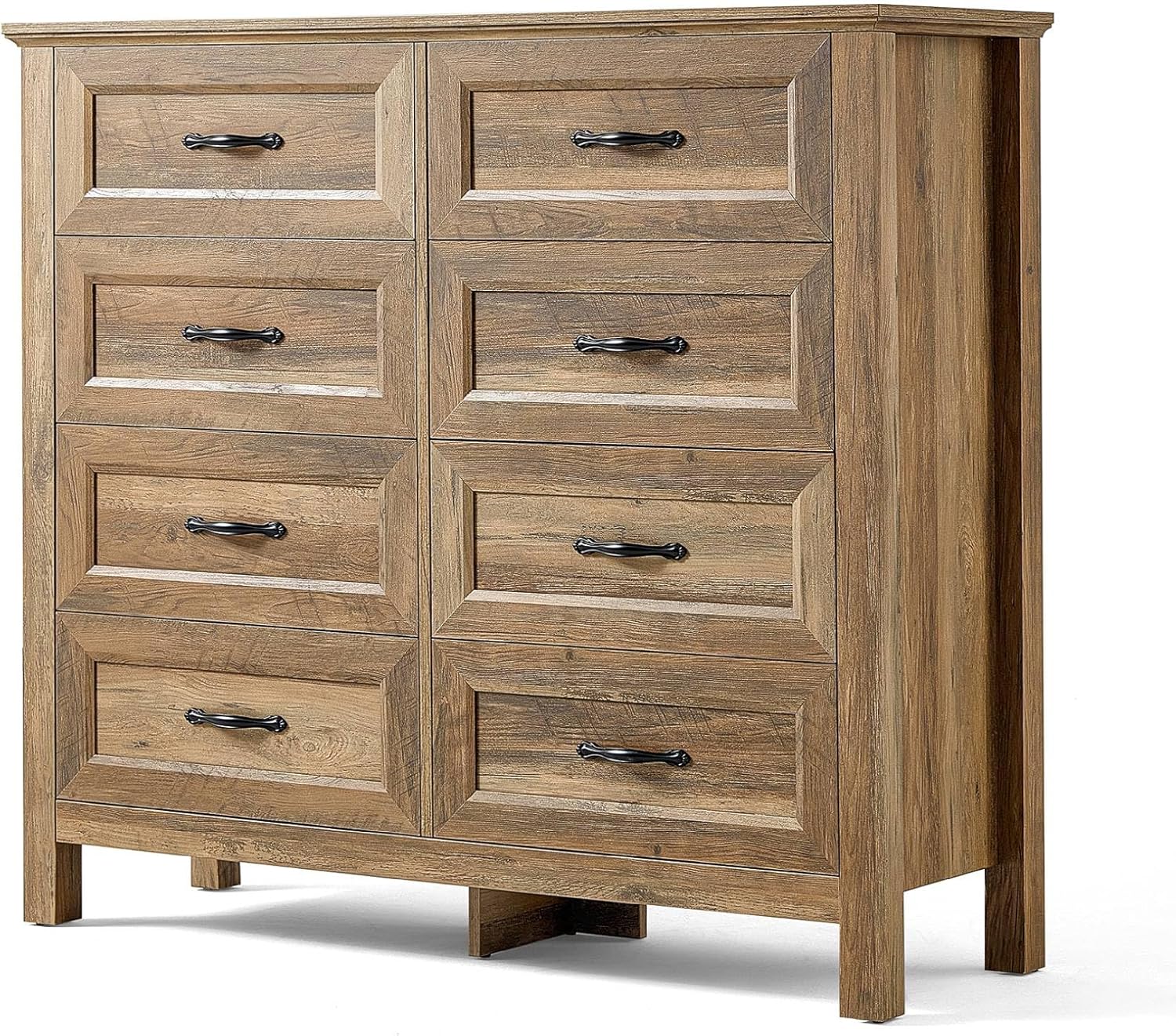 LINSY HOME 5 Drawers Dresser for Bedroom, Wood Tall Bedroom Chest of Drawers with Metal Handle, Farmhouse Dressers Organizer for Living Room, Closet, Hallway, White Oak