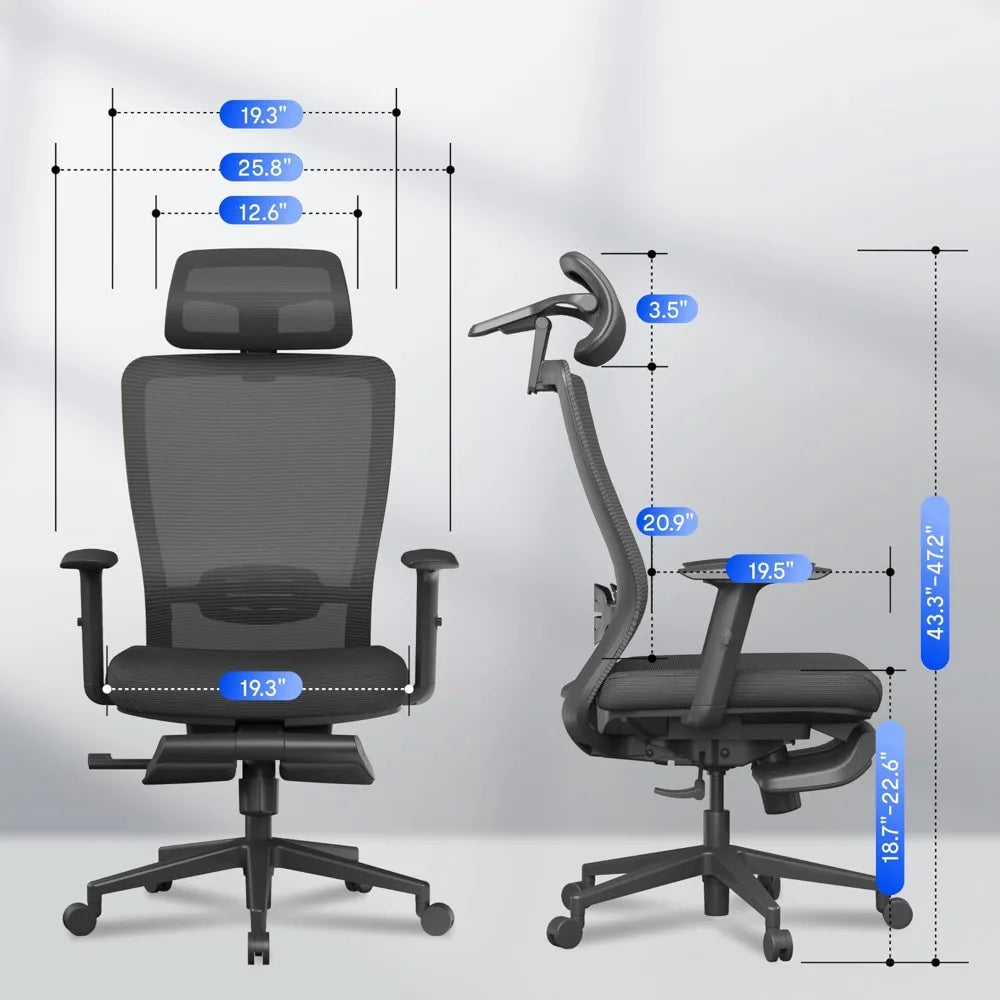 Ergonomic Office Chair,Mesh Back Swivel Computer Chair,Home Office Desk Chairs,with 4D Headrest/Lumbar Support Retractable