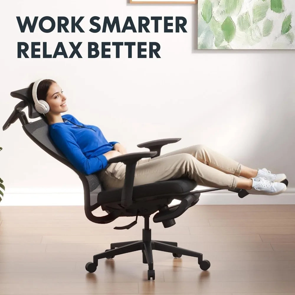 Ergonomic Office Chair,Mesh Back Swivel Computer Chair,Home Office Desk Chairs,with 4D Headrest/Lumbar Support Retractable