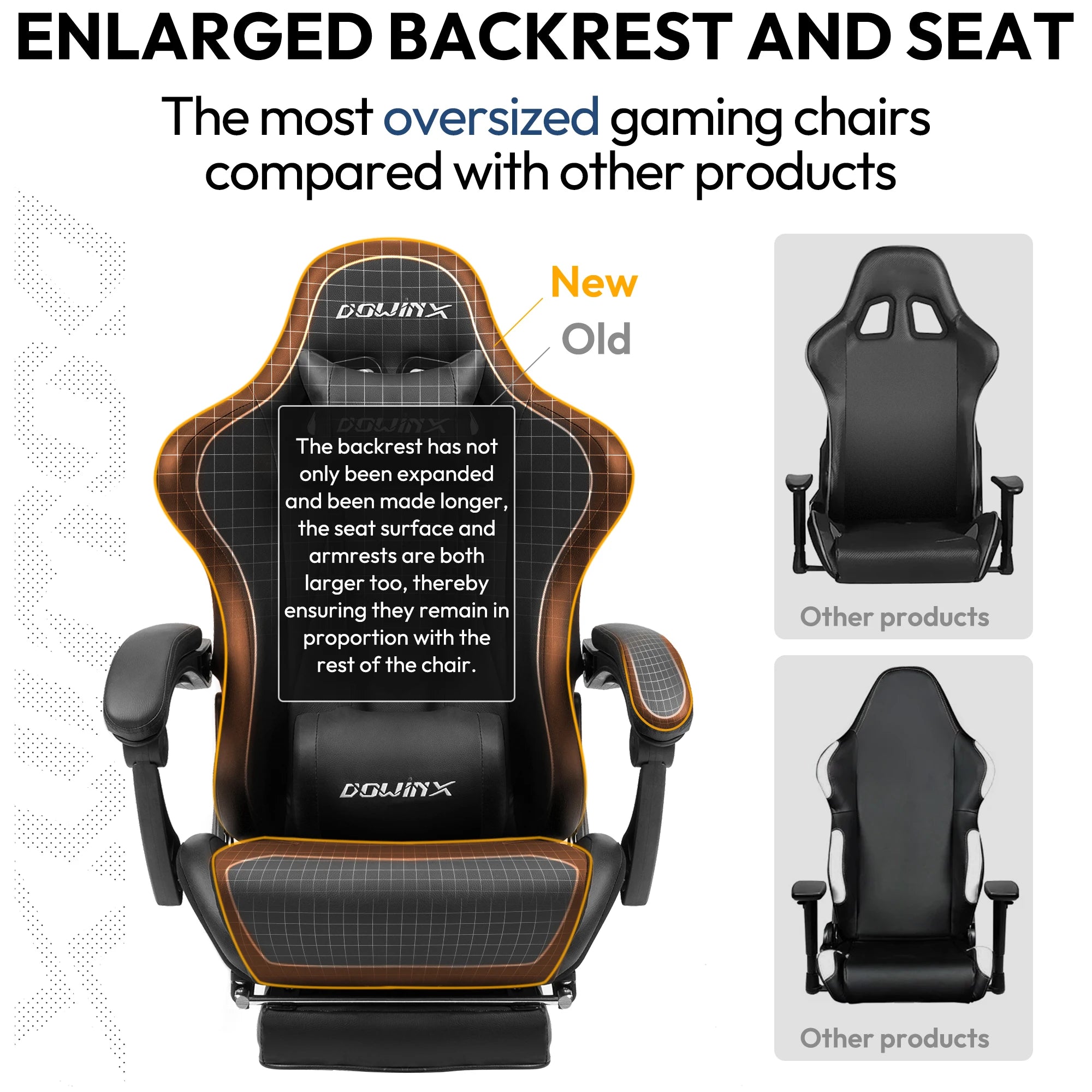 Dowinx Gaming Chair Ergonomic Office Recliner for Computer with Massage Lumbar Support, PU Leather E-Sports Gamer Chairs